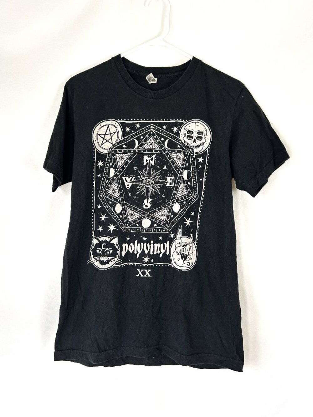 American Apparel Polyvinyl Black Goth Celestial T Shirt M